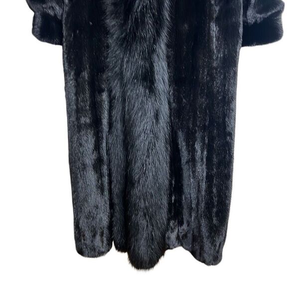NWT The Caitlin Black Mink Maxi Coat with Fox Tuxedo Collar 52” - Picture 10 of 16